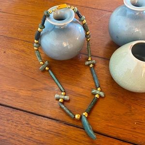 Jade and 18 carat gold necklace.